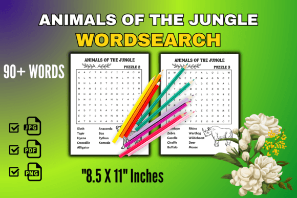 Animals of the Jungle Wordsearch Puzzles