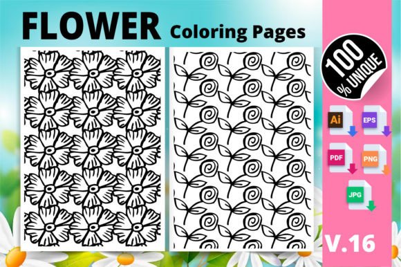 Exploring the Versatility of Flower Coloring Page KDP Interior V.16